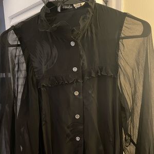 Black Coach Silk Palm Tree Jac Dress (Size 0)